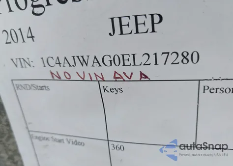 2014 Jeep Wrangler Sport from USA, damaged, VIN 1C4AJWAG0EL217280